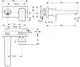 Wandarmatur von Ideal Standard, mit technischen Details und Abmessungen, dargestellt in einer schematischen Zeichnung. Ausstattung für Wandinstallation sichtbar.